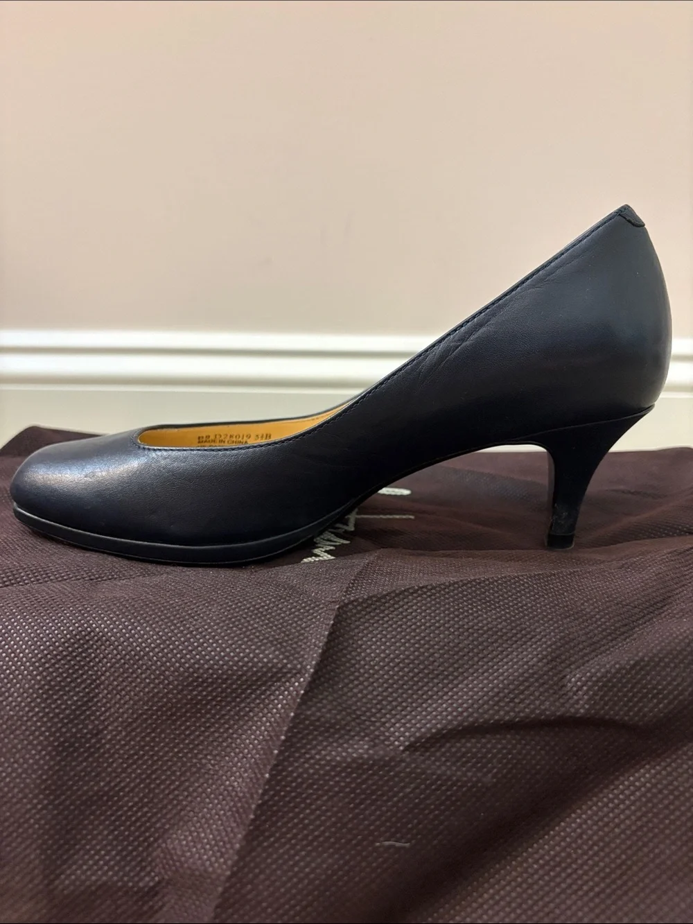 Cole Haan Navy Leather Square-Toe Pumps
